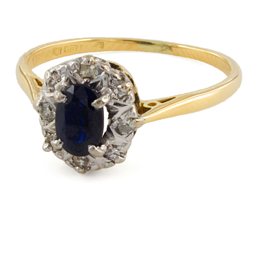 18ct gold Sapphire/Diamond Cluster Ring size M
